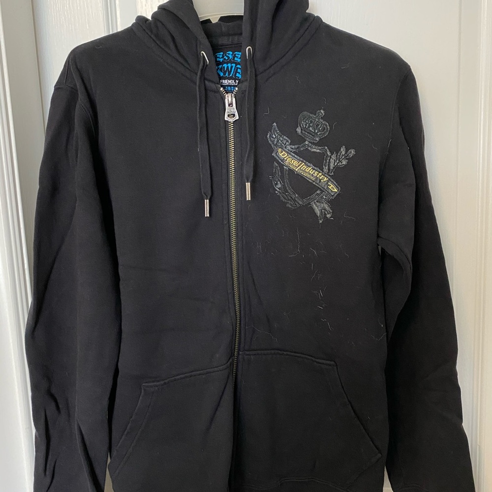 Diesel leather logo zip up